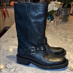 NWOB Zara Black Combat Boots Size EU38 US7.5